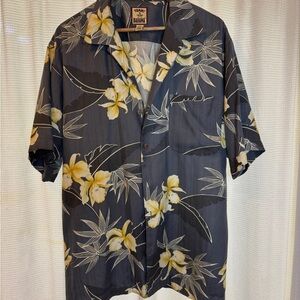Tommy Bahama Silk Blue Floral Hawaiian Shirt